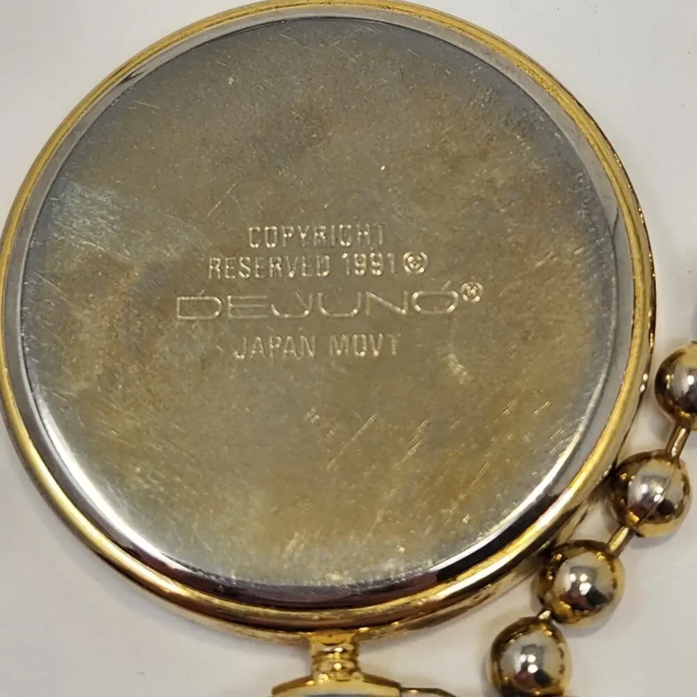 Dejuno Round Watch Pendant Ball Bead Long Necklace Vintage New Battery Works